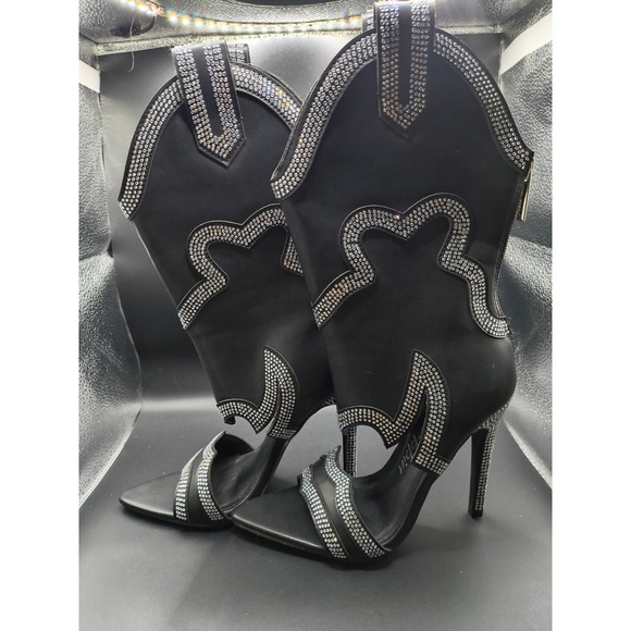 Cape Robbin Shoes - Cape Robbin Nayaye Rhinestone Western Cutout Cowboy Stiletto Heels 6 Womens